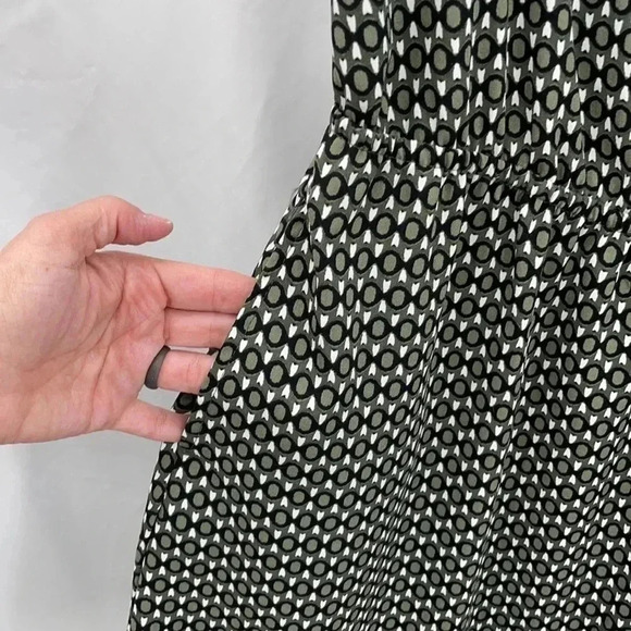 Merona Sleeveless Geometric Dress Medium Green Black White Elastic Waist EUC - Picture 6 of 11